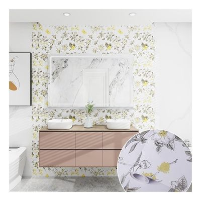購入 防火植物壁紙 皮と粘り PVC 花壁紙 浴室用 online manufacture