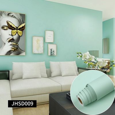 comprar Papel de pared de vinilo autoadhesivo de PVC a prueba de fuego 0.6M*100M Papel de pared verde plano online manufacture
