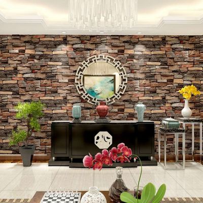 Moisture-Proof PVC Vinyl Brick Stone Wallpaper Vintage Design 3D Brick Wallpaper Adhesive Paper Stickers