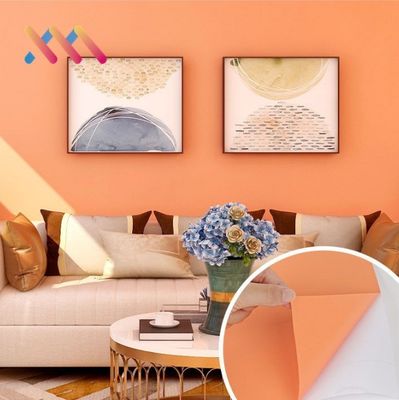 Customized Plain Color Wallpaper Embossed PVC Plain Orange Wallpaper 10m Roll