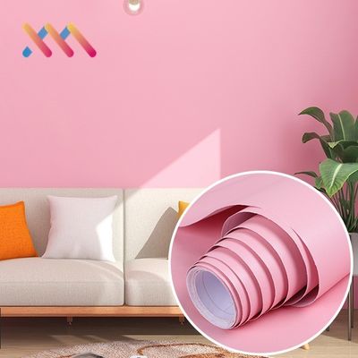 0.16-0.18mm Thickness Modern Pink PVC Vinyl Wallpaper Self-Adhesive Embossed Wall Film for Home Decor Hotel Renovation