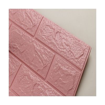 Pink PE Foam Wall Sticker 5mm Thickness 3D PE Foam Brick Wall Stickers